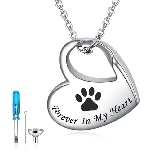 Raheem Asche-Urnen-Halskette, Herzform, Asche-Halskette, Haustier-Asche, Schmuck, Edelstahl, Asche, Andenken, personalisierbar, für Katze und Hund, Gedenkhalskette für immer in meinem Herzen Raheem Asche-Urnen-Halskette, Herzform, Asche-Halskette, Haustier-Asche, Schmuck, Edelstahl, Asche, Andenken, personalisierbar, für Katze und Hund, Gedenkhalskette für immer in meinem Herzen von Raheem