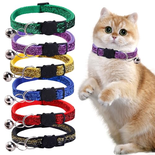 Reflektierendes Katzenhalsband mit Glöckchen, 17,8 - 30,5 cm, verstellbares Abreißhalsband, solide und sichere Halsbänder für Katzen, Nylon, gemischte Farben, Haustierhalsband Reflektierendes Katzenhalsband mit Glöckchen, 17,8 - 30,5 cm, verstellbares Abreißhalsband, solide und sichere Halsbänder für Katzen, Nylon, gemischte Farben, Haustierhalsband von Raheem