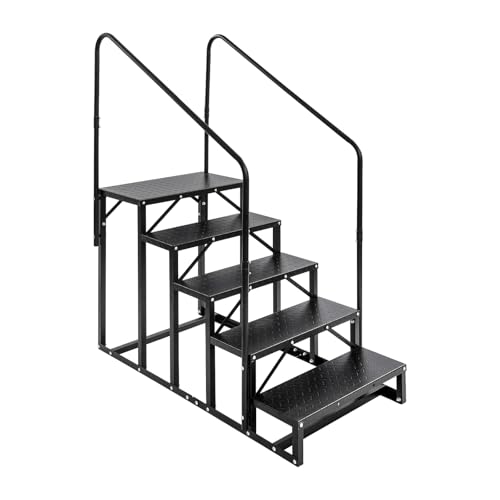 Wohnmobil-Treppe mit 2 Handlauf Trittstufe Haustiertreppe Standtreppe Anti-Rutsch Wohnwagentreppe RV-Treppe (5 Stufen) von RainWeel