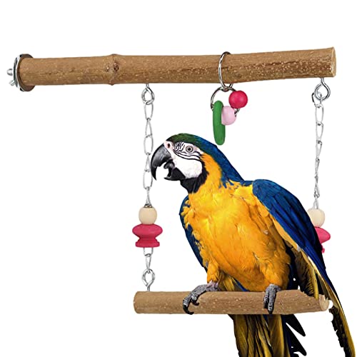 Vogelschaukel Spielzeug, Wellensittich Spielzeug, Vogel Papagei Schaukel, Vogel Zubehör, Vogelschaukeln Aus Holz Für Sittiche, Attraktive Naturholz-Vogel-Hängebrücken-Schaukelspielzeug Für Vogelkäfige von Rainao