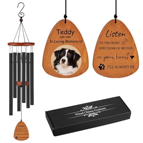 Personalisierte Haustier-Gedenkwindspiele für Hunde & Katzen - Individuelle Farbfoto Windspiele für Garten, Balkon - Mitfühlendes Beileidsgeschenk (65/80/95 cm) von Rainsar