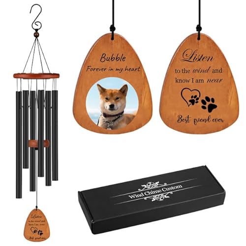 Rainsar Personalisierte Haustier-Gedenkwindspiele für Hunde & Katzen - Individuelle Farbfoto Windspiele für Garten, Balkon - Mitfühlendes Beileidsgeschenk (65/80/95 cm) von Rainsar