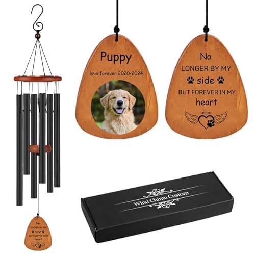 Rainsar Personalisierte Haustier-Gedenkwindspiele für Hunde & Katzen - Individuelle Farbfoto Windspiele für Garten, Balkon - Mitfühlendes Beileidsgeschenk (65/80/95 cm) von Rainsar