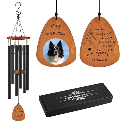 Rainsar Personalisierte Haustier-Gedenkwindspiele für Hunde & Katzen - Individuelle Farbfoto Windspiele für Garten, Balkon - Mitfühlendes Beileidsgeschenk (65/80/95 cm) von Rainsar