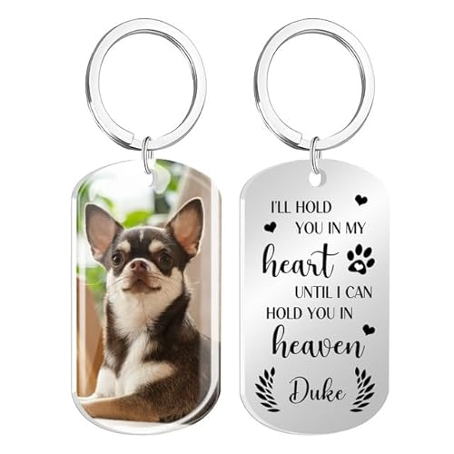 Rainsar Personalisierter Erinnerungs - Schlüsselanhänger für Hunde/Katzen mit Farbfoto & Epoxidharz - Gravur Andenken, Trostgeschenk bei Haustierverlust von Rainsar