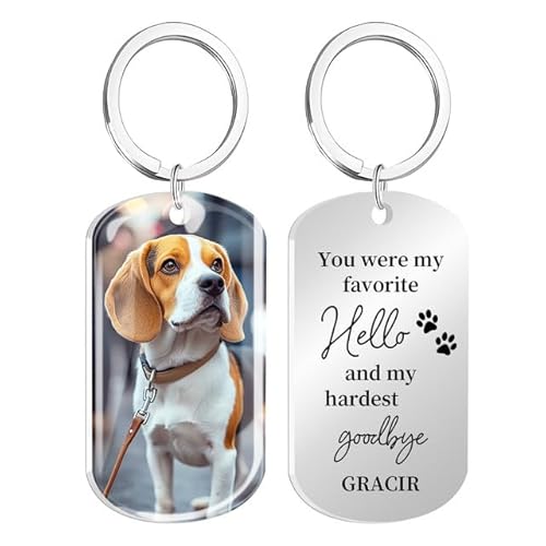 Rainsar Personalisierter Erinnerungs - Schlüsselanhänger für Hunde/Katzen mit Farbfoto & Epoxidharz - Gravur Andenken, Trostgeschenk bei Haustierverlust von Rainsar