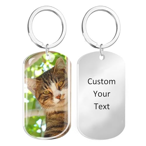 Rainsar Personalisierter Erinnerungs - Schlüsselanhänger für Hunde/Katzen mit Farbfoto & Epoxidharz - Gravur Andenken, Trostgeschenk bei Haustierverlust von Rainsar