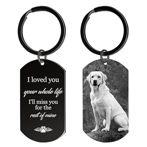 Rainsar Personalisierter Schlüsselanhänger Hund mit Foto Gravur- Erinnerung Geschenk für Verstorbenen Hunde & Katzen, Edelstahl Traueranhänger für Haustierverlust Rainsar Personalisierter Schlüsselanhänger Hund mit Foto Gravur- Erinnerung Geschenk für Verstorbenen Hunde & Katzen, Edelstahl Traueranhänger für Haustierverlust von Rainsar