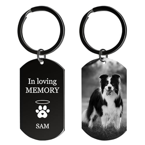 Rainsar Personalisierter Schlüsselanhänger Hund mit Foto Gravur- Erinnerung Geschenk für Verstorbenen Hunde & Katzen, Edelstahl Traueranhänger für Haustierverlust Rainsar Personalisierter Schlüsselanhänger Hund mit Foto Gravur- Erinnerung Geschenk für Verstorbenen Hunde & Katzen, Edelstahl Traueranhänger für Haustierverlust von Rainsar
