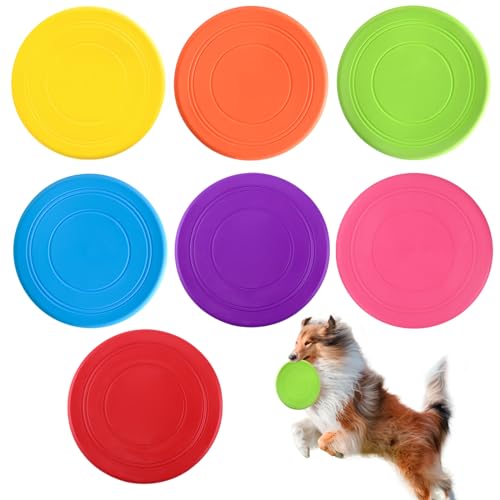 7 Stück Hunde Frisbee, 17.5cm Trainings Discs Hund, Hundespielzeug Frisbee Hergestellt aus Naturkautschuk, 7 Farbenwasser Frisbee, Vielseitig Soft Frisbee für Hundetraining, Werfen, Fangen und Spielen 7 Stück Hunde Frisbee, 17.5cm Trainings Discs Hund, Hundespielzeug Frisbee Hergestellt aus Naturkautschuk, 7 Farbenwasser Frisbee, Vielseitig Soft Frisbee für Hundetraining, Werfen, Fangen und Spielen von Rairsky