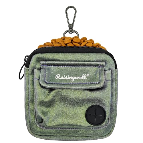 Leckerli-Tasche für Hunde zum Spazierengehen und Training mit Clicker-Kotbeuteln und Doppeltaschen-Design, kleine Bauchtasche mit Reißverschluss, für Welpen, Snackspender-Set für Leine und Leckerli-Tasche für Hunde zum Spazierengehen und Training mit Clicker-Kotbeuteln und Doppeltaschen-Design, kleine Bauchtasche mit Reißverschluss, für Welpen, Snackspender-Set für Leine und von Raisingwell