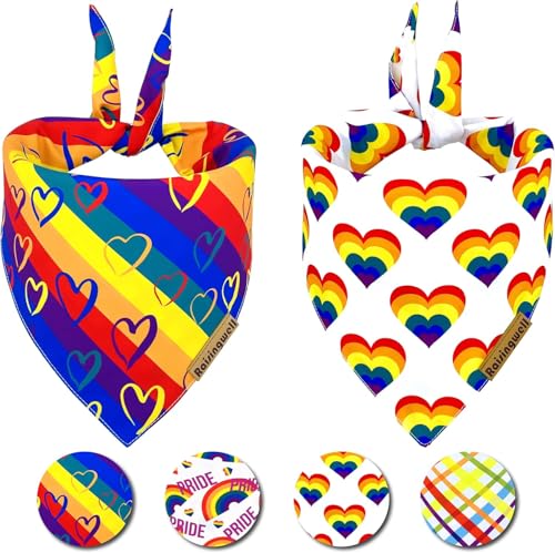 Raisingwell Hundehalstücher, 2 Stück, zur Farbauswahl (Pride Day, X-Large) von Raisingwell