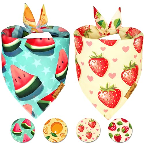 Raisingwell Hundehalstücher, 3D-Motiv, süße Früchte, 2 Stück, Größe L, 25 Stück von Raisingwell