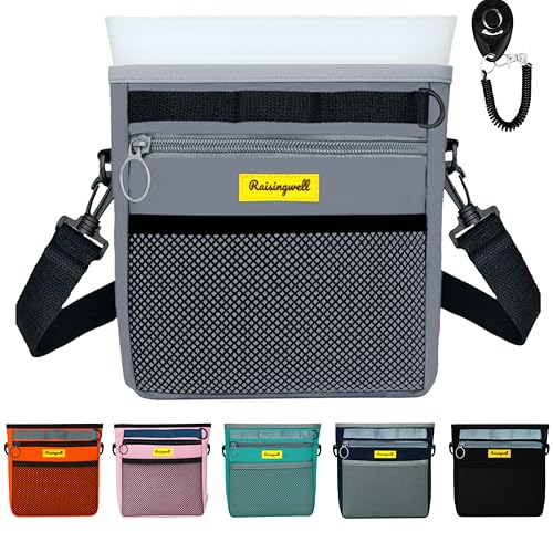 Raisingwell Leckerlibeutel Hund mit Magnetverschluss & Clicker – Silikon Futterbeutel, wasserdicht & spülmaschinenfest – mit 4 Tragearten – für Training & Spaziergänge (Grau 4 Cup) von Raisingwell