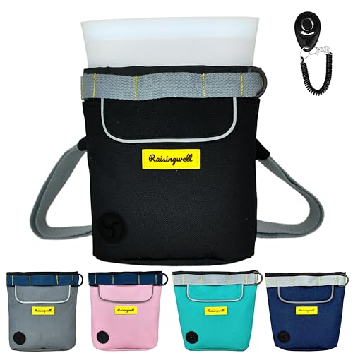 Raisingwell Leckerlibeutel Hund mit Silikon-Einsatz & Clicker – 2 Cups Fassungsvermögen, starker Magnetverschluss – wasserdicht & waschbar – ideal für Training & Spaziergänge(Schwarz 2 Cup) von Raisingwell