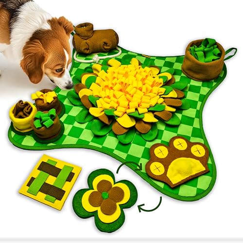 Rasingwell Schnüffelmatte für Hunde Katzen - Schnüffelmatte für große Rassen, interaktives Hunde-Puzzle-Spielzeug & Anreicherungsspielzeug für Hunde, Stressabbau, Fütterung und natürliche Futtersuche von Raisingwell