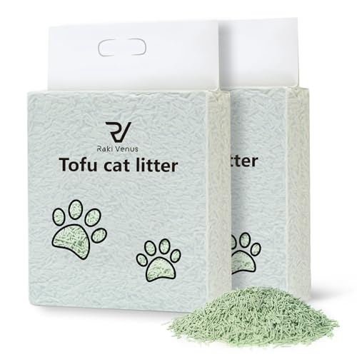 Raki Venus Tofu Katzenstreu, stark klumpend, ultra-saugfähig, Geruchskontrolle, spülbar, Katzenstreu, geringe Verfolgung, staubfrei, umweltfreundlich, 5,4 kg (2 Packungen/Originalgeschmack) von Raki Venus