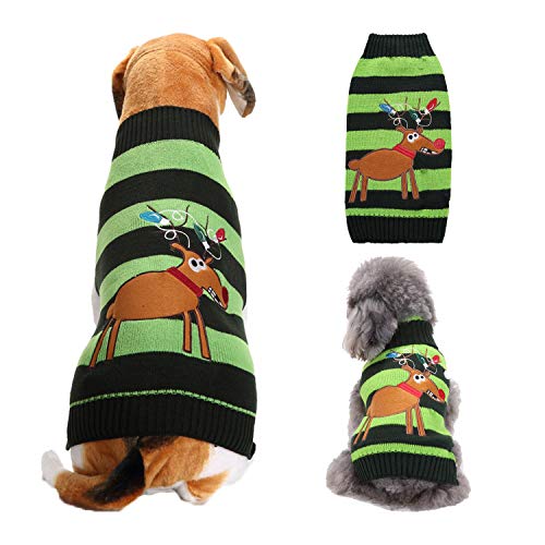 Raking Rollkragenpullover für Hunde, gestrickt, Baumwolle, Größe M, Grün von Raking