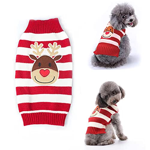 Raking Weihnachten Knitted Bauwolle Hund Hoody Turtleneck Sweater Haustier Pullover Jumper Costume Bekleidung Weihnachten Deko für Ihr Hund Rehe - L von Raking