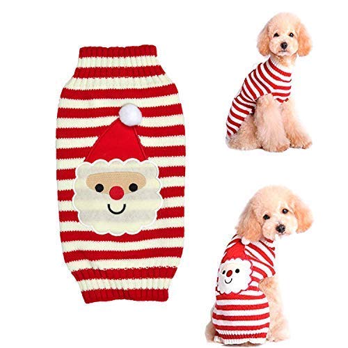 Raking Weihnachten Knitted Bauwolle Hund Hoody Turtleneck Sweater Haustier Pullover Jumper Costume Bekleidung Weihnachten Deko für Ihr Hund Weihnachtsmann - M von Raking