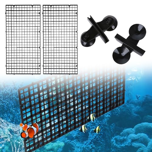 Aquarium Trennwand,Fisch Tank Isolation Divider,Aquarium Fish Tank Divider,2 Stück Trennwande für Aquarien,Fisch Tank Teiler für Aquarium Unten Box,mit 10 Aquarium Divider Saugnapf (Schwarz 30x15cm) von Rakiuty