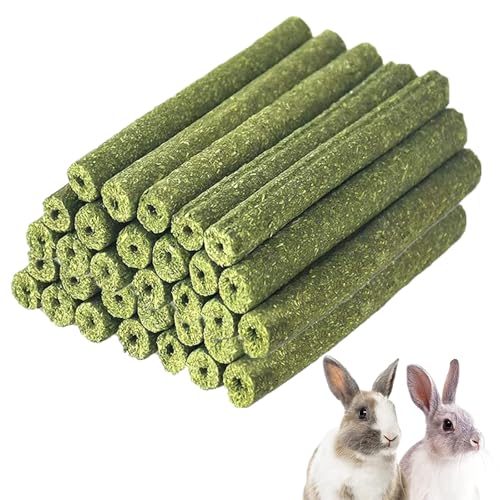 Rakiuty 30 Stück Timothy Heu Sticks für Kaninchen, Meerschweinchen, Hamster, Chinchilla, Kauspielzeug für Zähne, Kaninchenfutter Molar Zubehoer, Knabberstangen Kaninchen von Rakiuty