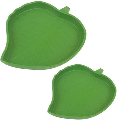 Rakiuty Blatt Futternapf Reptilien,Wasserschale und Futterschale für Reptilien,Trinkschale Terrarium Trinkschale,Reptilien Schildkröte Futternapf Flach,Reptilienblatt-Futter-Wassernapf,2PCS von Rakiuty