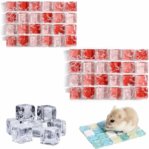 Rakiuty Kühlmatte für Hamster, Kühlmatte für Meerschweinchen, Kaninchen-Kühlkissen Hamster, Kühlung Pad Sommer, Meerschweinchen Schlafmatte Bett, Haustier Eismatte Kühlkissen, 2 Stück (Rot) von Rakiuty