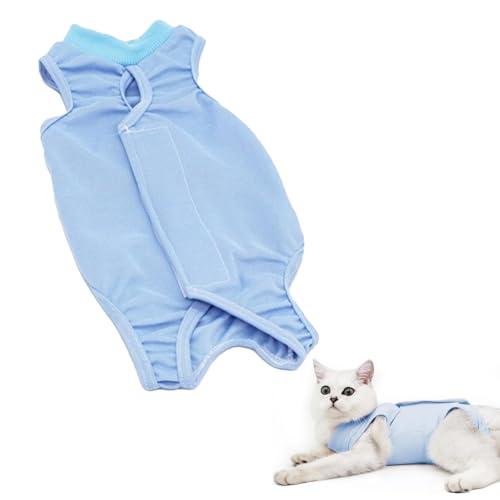 Recovery Suit Katze,Haustiere Schutz Kleidung Wiederherstellung Anzug Weste,L (Blau) von Rakiuty