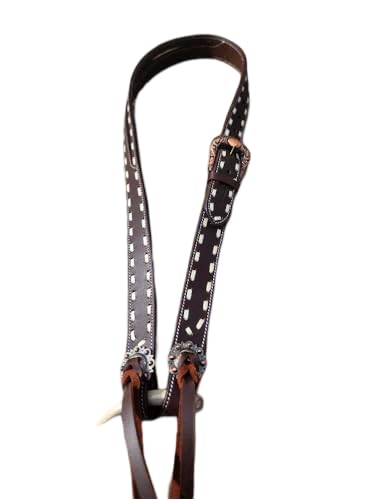 Argentinien-Leder-Halfter mit geteilten Ohren, mit Buckstich, Weiß Argentinien-Leder-Halfter mit geteilten Ohren, mit Buckstich, Weiß von Ranch Hand Store