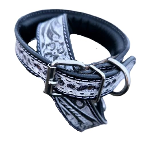 Hundehalsband aus Leder, Tintenfarben und Elfenbeinfarben, Western-Hundehalsband, Größe L Hundehalsband aus Leder, Tintenfarben und Elfenbeinfarben, Western-Hundehalsband, Größe L von Ranch Hand Store