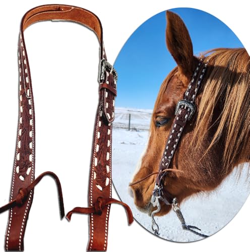 Weißer Buckstitch Premium-Leder-Halfter mit geteilten Ohren – Gürtel-Stil, Western-Pferde-Zaumzeug, gefertigt für Haltbarkeit und Eleganz, handgefertigtes Leder-Zaumzeug – Western-Halfter mit Weißer Buckstitch Premium-Leder-Halfter mit geteilten Ohren – Gürtel-Stil, Western-Pferde-Zaumzeug, gefertigt für Haltbarkeit und Eleganz, handgefertigtes Leder-Zaumzeug – Western-Halfter mit von Ranch Hand Store