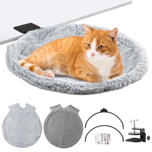 Katzen-Schreibtischbett, großer Metallrahmen, bequeme Haustier-Hängematte mit abnehmbarem, waschbarem Bezug, stabile Ca-T-Hängematte, unterstützt bis zu 20,4 kg, Katzenmöbel für Home Office Katzen-Schreibtischbett, großer Metallrahmen, bequeme Haustier-Hängematte mit abnehmbarem, waschbarem Bezug, stabile Ca-T-Hängematte, unterstützt bis zu 20,4 kg, Katzenmöbel für Home Office von Ranjaner