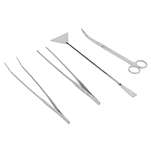 Rankomu Aquarium-Werkzeug-Set, 4-in-1-Multifunktions-Edelstahl-Scheren-Set für Aquarien, inklusive Schere, Pinzette und Rechen von Rankomu