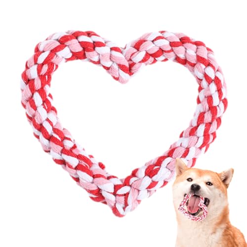 Ranley Herz-Seil-Hundespielzeug,Hunde-Herz-Seil-Spielzeug - Kauspielzeug für Aggressive Hunde - Valentinstag-Kauspielzeug aus Herzseil für Hunde, herzförmiges Hundespielzeug, von Ranley