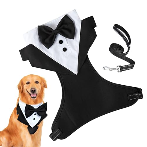 Ranley Hochzeitskleidung für Hunde, Hochzeitsanzug für Hunde - Hundeprinz-Hochzeits-Fliege-Shirt mit Zugseil | Hunde-Outfit, Hochzeitskleidung, formeller für Hunde, Welpenkleidung für formelle von Ranley