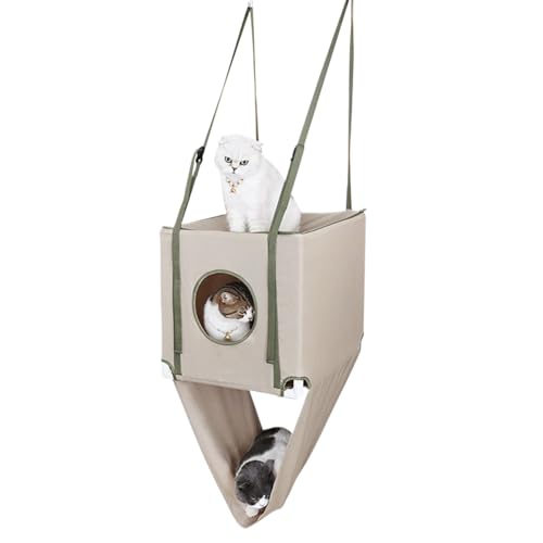 Ranley Türhängende Katzenablage - Katzen Kletterwand Hängematte,Zweischichtig Verstellbare Atmungsaktive Haustier Möbel für Entspannung Klettern Spielen Ranley Türhängende Katzenablage - Katzen Kletterwand Hängematte,Zweischichtig Verstellbare Atmungsaktive Haustier Möbel für Entspannung Klettern Spielen von Ranley