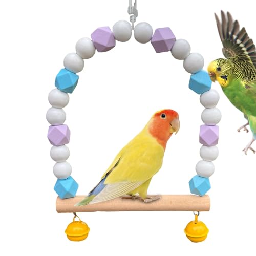 Ranley Vogelschaukeln für Papageien, Vogelschaukel aus, Schaukelspielzeug aus natürlichem mit Glocken, Vogelsitzstangen, Käfigspielzeug, Barsch-Kletterspielzeug, Schaukelspielzeug aus von Ranley