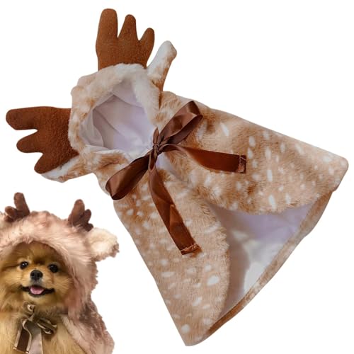 Ranley Weihnachtshund-Elch-Umhang - Hund Rentier Kostüm Cape Umhang - Weiches Katzen-Weihnachts-Rentier-Kostüm, Cosplay-Anziehzubehör für Kätzchen, Welpen von Ranley