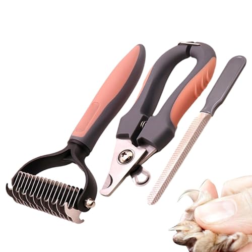 Zehennagelknipser für Hunde, Krallenknipser für Hunde | 3 Teile/Satz Katzennagelknipser für die Fellpflege - Sicheres Fellpflegezubehör, Fellpflegeset mit Nagelfeile, Kamm für Katzen, von Ranley