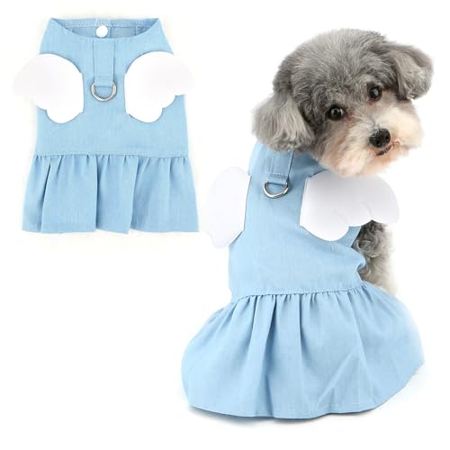 Ranphy Angel Wings Haustier-Jeanskleid für XS und kleine Hunde, Welpengeschirr, Kleid mit D-Ring, Tank-Top, Rock, Outfits, Yorkie, Chihuahua, Frühling, Sommer, Hündin, Katzenkleidung, Hellblau, Größe Ranphy Angel Wings Haustier-Jeanskleid für XS und kleine Hunde, Welpengeschirr, Kleid mit D-Ring, Tank-Top, Rock, Outfits, Yorkie, Chihuahua, Frühling, Sommer, Hündin, Katzenkleidung, Hellblau, Größe von Ranphy