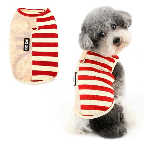 Ranphy Color-Block gestreiftes Haustier-Strick-T-Shirt für X-Small und kleine Hunde, niedliches Welpen-Tanktop, atmungsaktive Weste, Hemd mit Leine, Ring, Yorkie, Chihuahua, Frühling, Sommer Ranphy Color-Block gestreiftes Haustier-Strick-T-Shirt für X-Small und kleine Hunde, niedliches Welpen-Tanktop, atmungsaktive Weste, Hemd mit Leine, Ring, Yorkie, Chihuahua, Frühling, Sommer von Ranphy