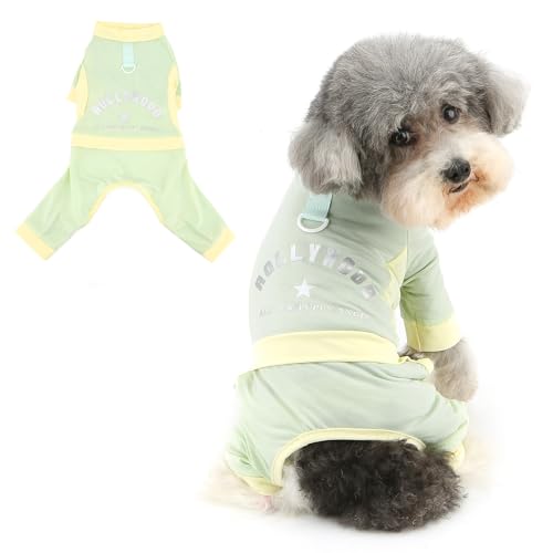 Ranphy Cooler Haustier-Sonnenschutz-Jumpsuit für X-Small und kleine Hunde, weicher Welpen-Schlafanzug mit Ring für die Leine, dehnbar, atmungsaktiv, Yorkie, Chihuahua, Sommerkleidung, Katzenkleidung von Ranphy