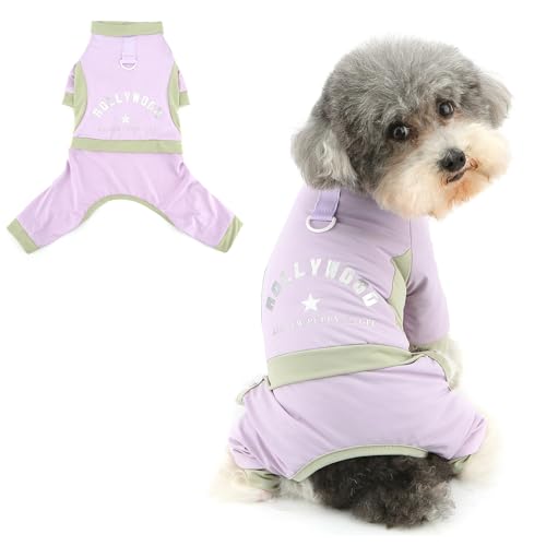 Ranphy Cooler Haustier-Sonnenschutz-Jumpsuit für X-Small und kleine Hunde, weicher Welpen-Schlafanzug mit Ring für die Leine, dehnbar, atmungsaktiv, Yorkie, Chihuahua, Sommerkleidung, Katzenkleidung von Ranphy