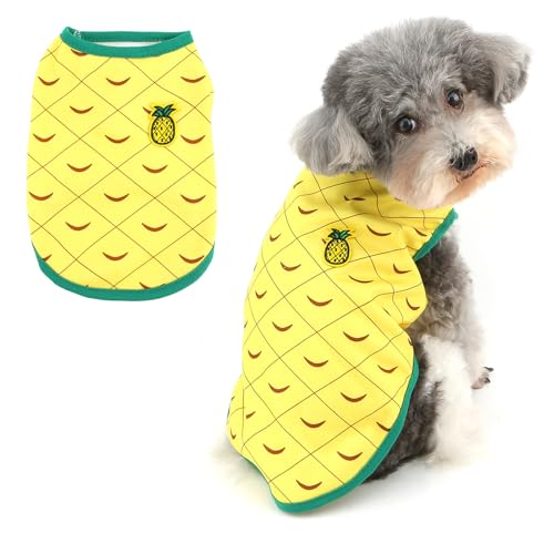 Ranphy Cute Fruits Haustier-T-Shirt für XS, kleine Hunde, Welpen, Pullover, Tanktop, weiche Weste, Yorkie, Chihuahua, Frühling, Sommer, Katzenkleidung, gelbe Ananas, Größe XS Ranphy Cute Fruits Haustier-T-Shirt für XS, kleine Hunde, Welpen, Pullover, Tanktop, weiche Weste, Yorkie, Chihuahua, Frühling, Sommer, Katzenkleidung, gelbe Ananas, Größe XS von Ranphy