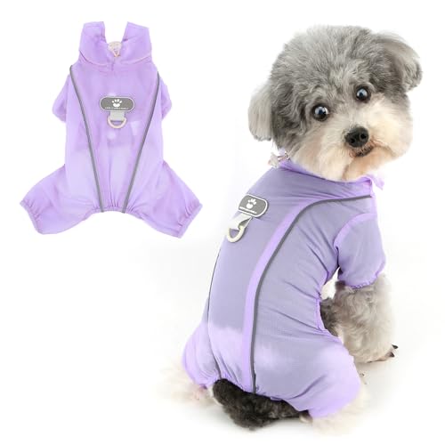 Ranphy Durchsichtiger, dünner Haustier-Overall mit UV-Schutz, kühlendes Sonnenshirt mit Leinen-Ring, reflektierend, leicht, Yorkie, Chihuahua, Sommer, Outdoor-Kleidung, Katzenkleidung, Lila, Größe XL Ranphy Durchsichtiger, dünner Haustier-Overall mit UV-Schutz, kühlendes Sonnenshirt mit Leinen-Ring, reflektierend, leicht, Yorkie, Chihuahua, Sommer, Outdoor-Kleidung, Katzenkleidung, Lila, Größe XL von Ranphy
