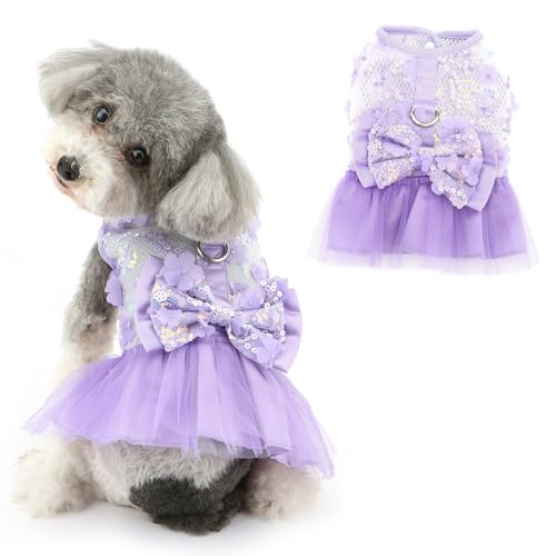 Ranphy Elegantes Haustiergeschirr mit Schleife, Kleid für kleine Hunde, Katzen, Mädchen, Welpen, Prinzessinnen-Kostüm, formelle Outfits, Tüll, Tutu, Rock, Blumen, Pailletten, Yorkie, Chihuahua, Ranphy Elegantes Haustiergeschirr mit Schleife, Kleid für kleine Hunde, Katzen, Mädchen, Welpen, Prinzessinnen-Kostüm, formelle Outfits, Tüll, Tutu, Rock, Blumen, Pailletten, Yorkie, Chihuahua, von Ranphy