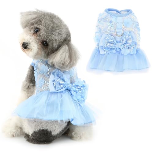 Ranphy Elegantes Haustiergeschirr mit Schleife, Kleid für kleine Hunde, Katzen, Mädchen, Welpen, Prinzessinnen-Kostüm, formelle Outfits, Tüll, Tutu, Rock, Blumen, Pailletten, Yorkie, Chihuahua, Ranphy Elegantes Haustiergeschirr mit Schleife, Kleid für kleine Hunde, Katzen, Mädchen, Welpen, Prinzessinnen-Kostüm, formelle Outfits, Tüll, Tutu, Rock, Blumen, Pailletten, Yorkie, Chihuahua, von Ranphy