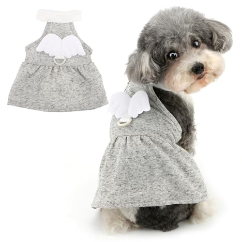 Ranphy Engelsflügel-Haustiergeschirrkleid für X-Small und kleine Hunde, niedliches Welpen-Sommerkleid, Neckholder-Top-Rock, Outfits mit Leine, Ring, Yorkie, Chihuahua, Sommer, Hündinnen von Ranphy