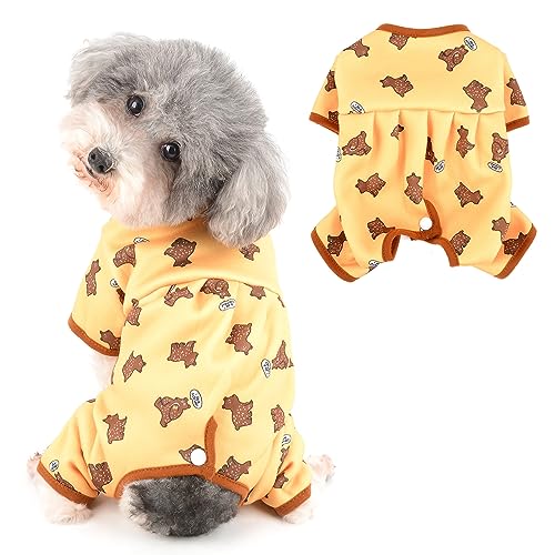 Ranphy Fleece-Hunde-Pyjama mit Bärenaufdruck für kleine Hunde, Katzen, Hunde-Pyjama, Anti-Lecken, warme Welpenkleidung mit 4 Beinen, Welpen, Katze, Overall, leicht, Gelb, Größe XXL Ranphy Fleece-Hunde-Pyjama mit Bärenaufdruck für kleine Hunde, Katzen, Hunde-Pyjama, Anti-Lecken, warme Welpenkleidung mit 4 Beinen, Welpen, Katze, Overall, leicht, Gelb, Größe XXL von Ranphy